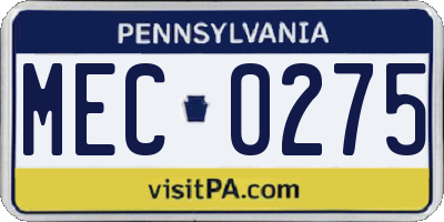 PA license plate MEC0275