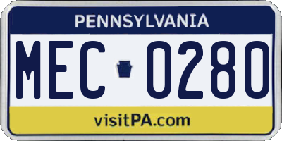 PA license plate MEC0280
