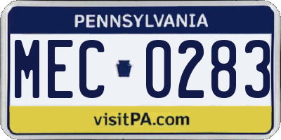 PA license plate MEC0283