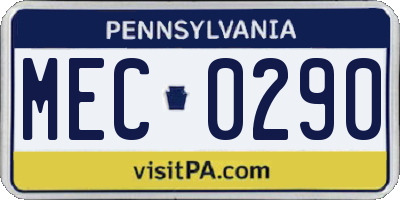 PA license plate MEC0290