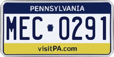 PA license plate MEC0291