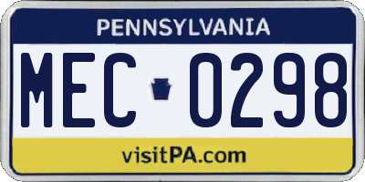 PA license plate MEC0298