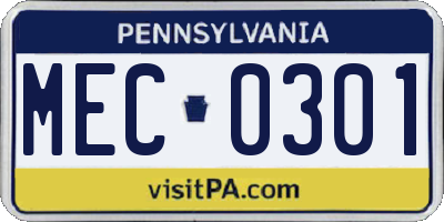 PA license plate MEC0301
