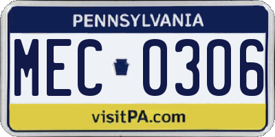 PA license plate MEC0306