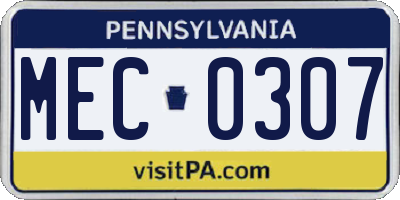PA license plate MEC0307
