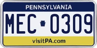 PA license plate MEC0309