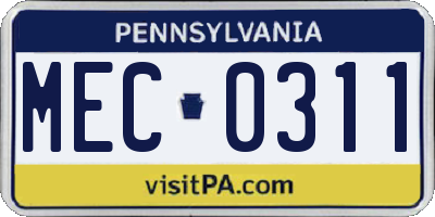 PA license plate MEC0311