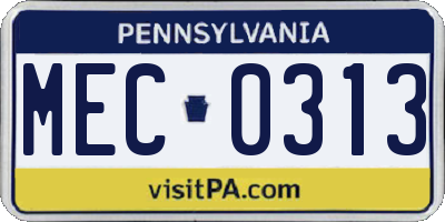 PA license plate MEC0313