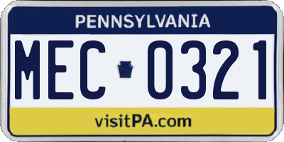 PA license plate MEC0321