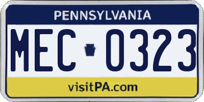 PA license plate MEC0323