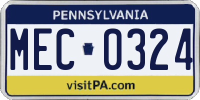 PA license plate MEC0324