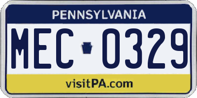 PA license plate MEC0329