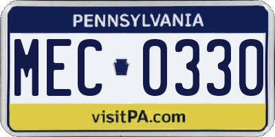 PA license plate MEC0330