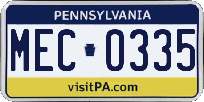 PA license plate MEC0335