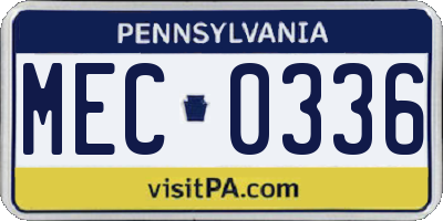 PA license plate MEC0336