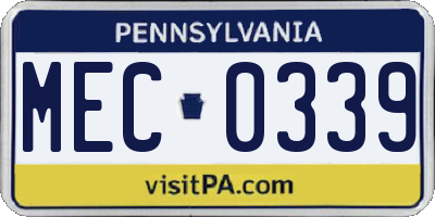 PA license plate MEC0339