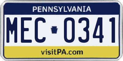 PA license plate MEC0341