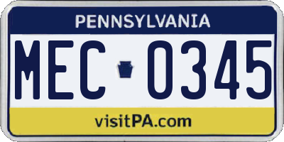 PA license plate MEC0345