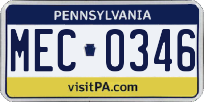 PA license plate MEC0346