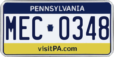 PA license plate MEC0348