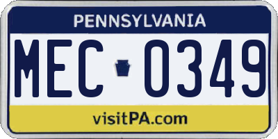PA license plate MEC0349