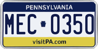 PA license plate MEC0350