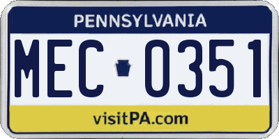 PA license plate MEC0351