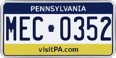 PA license plate MEC0352