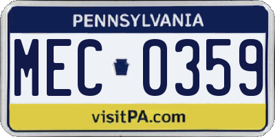 PA license plate MEC0359