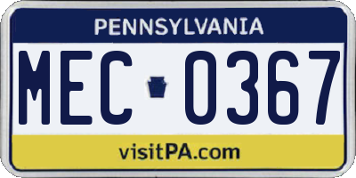 PA license plate MEC0367