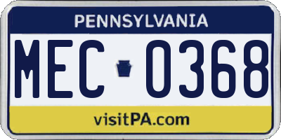 PA license plate MEC0368