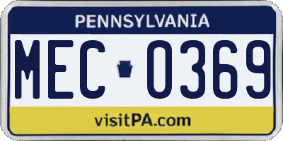PA license plate MEC0369