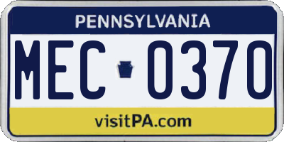 PA license plate MEC0370