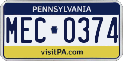 PA license plate MEC0374