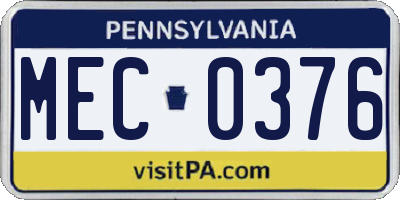 PA license plate MEC0376