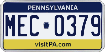 PA license plate MEC0379