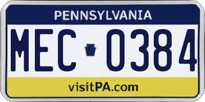PA license plate MEC0384