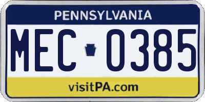 PA license plate MEC0385