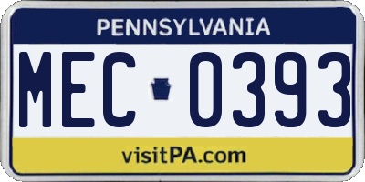 PA license plate MEC0393