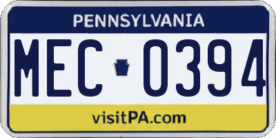 PA license plate MEC0394