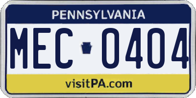 PA license plate MEC0404