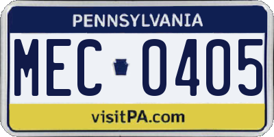 PA license plate MEC0405