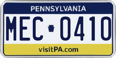 PA license plate MEC0410