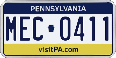 PA license plate MEC0411