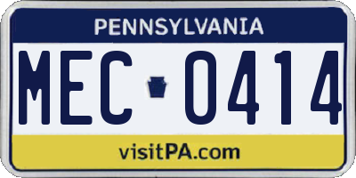PA license plate MEC0414