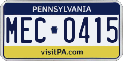 PA license plate MEC0415