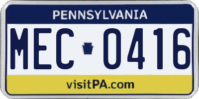PA license plate MEC0416