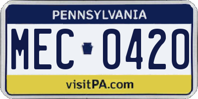 PA license plate MEC0420