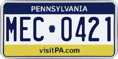 PA license plate MEC0421