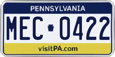 PA license plate MEC0422